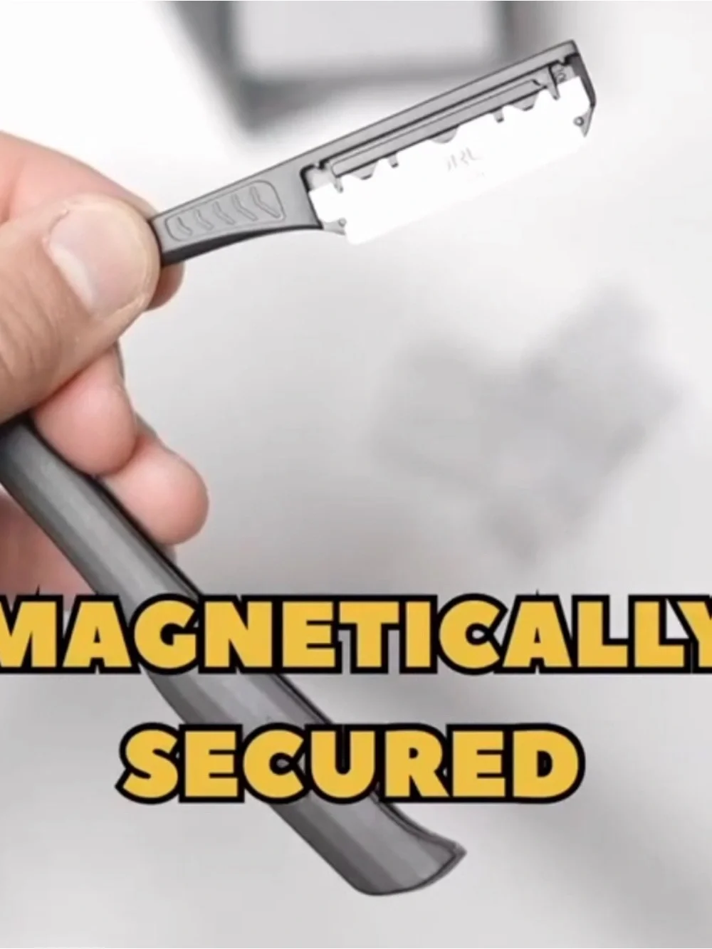 JRL Black Foldable Straight Razor holder magnetic Precision Shaving